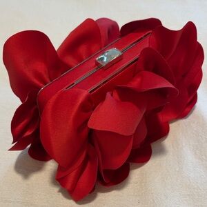 SONDRA ROBERTS RED RUFFLES CLUTCH